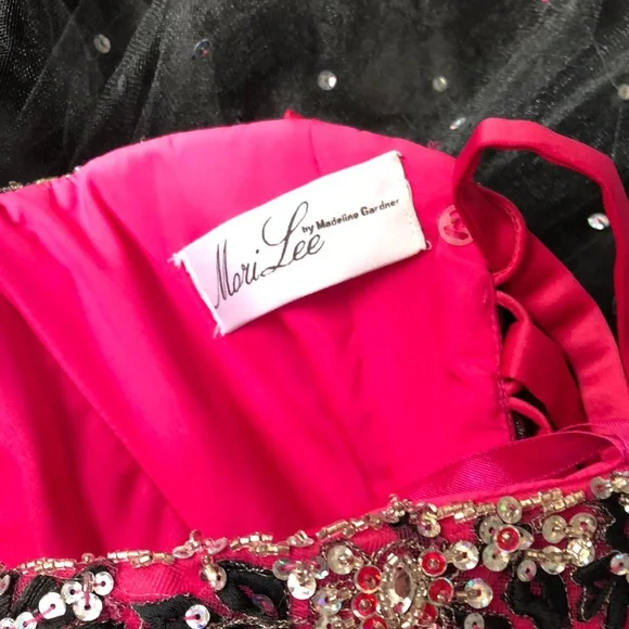 Ball Gown, Sequenced Satin Tulle, Pink & Black (size 9) - Picture 8 of 14